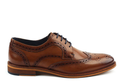 Hughes Men's Cap-Toe Oxford Dress Shoe in British Tan Side View