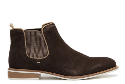 Aharoni Chelsea Boot in Brown Suede Side View 