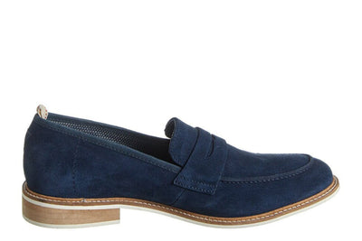 Candara Penny Loafer in Navy Suede Side View