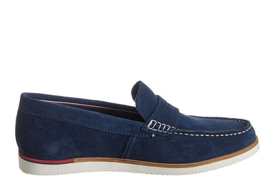 Calligraphy Men's Penny Driver in Navy Suede Side View