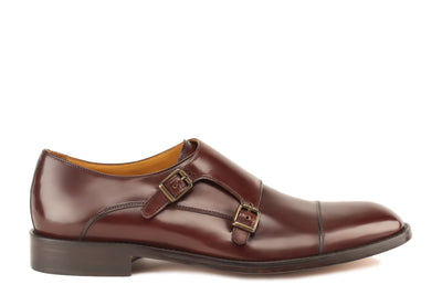 Jay Men's Double Monkstrap in Bourbon Side View