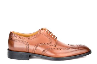 Keegan Men's Wingtip Lace-Up in Bourbon Side View