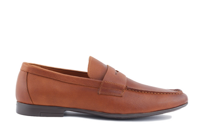 Phillips Men's Slip-On Penny Loafer in Cognac Side Angle