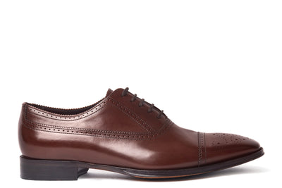 Silas Men's Lace-Up Cap-Toe Oxford in Bourbon Side View